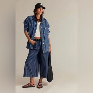 NWT FREE PEOPLE FREE PEOPLE WE THE FREE High Top Culottes | Pinstripe MSRP $128
